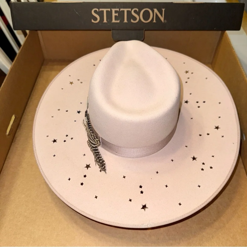 NEW Stetson Seeker Collection 'Night Sky' Cowboy Hat - Powder Pink Size S - Picture 3 of 14